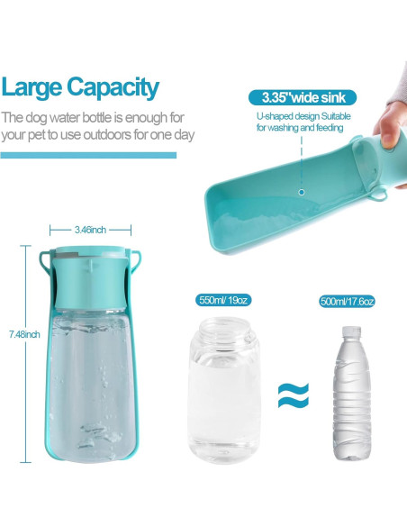 Botella de Agua Portátil para Perros SHAFGO 550 ML