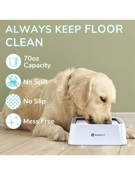 Cuenco de Agua Sin Derrames LumoLeaf 2L para Perros Blanco