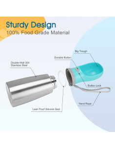 Botella de Agua Portátil para Perros LIANGUI 710 ml a Prueba de Fugas 2