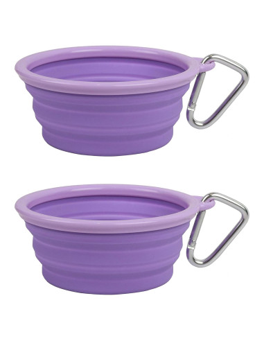 Tazón de Viaje Plegable Prima Pets 1.5 Tazas Púrpura - 2 Paquete