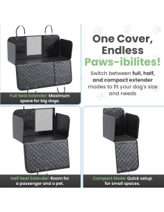 Funda de Asiento para Perros IlliePet Negra 3 en 1 para Auto 2