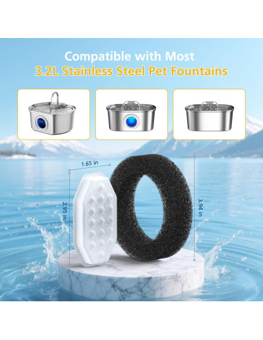 Paquete de 50 filtros y esponjas para fuente de agua para gatos Rellaty