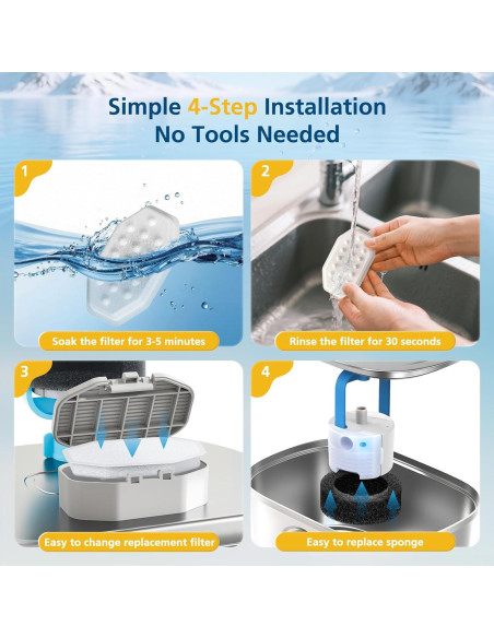 Paquete de 50 filtros y esponjas para fuente de agua para gatos Rellaty Paquete de 50 filtros y esponjas para fuente de agua para gatos Rellaty