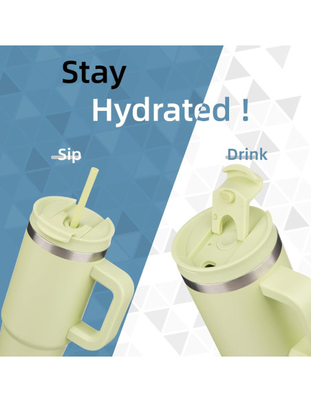 Taza Aislada Konokyo 30 oz Verde Macaron con Popotes