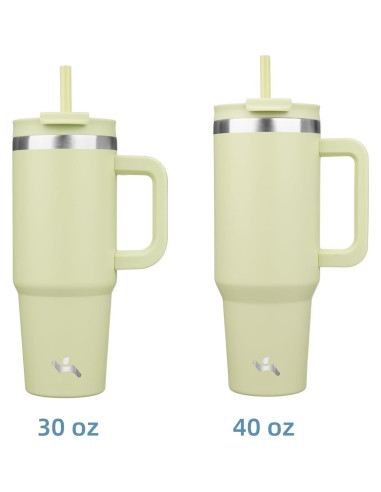 Taza Aislada Konokyo 30 oz Verde Macaron con Popotes