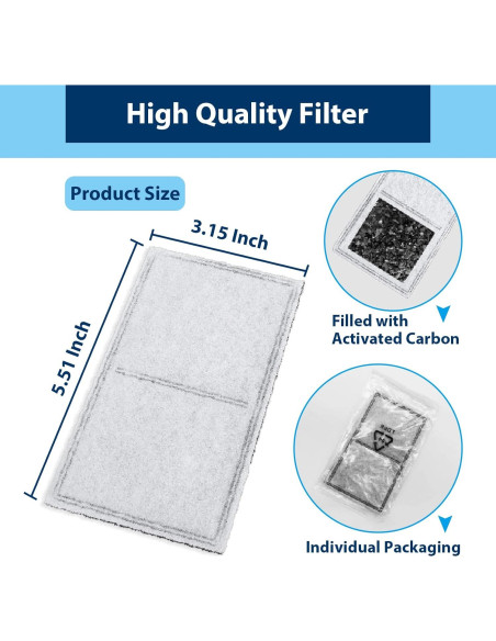 Filtro de agua para gatos CHNLML, 12 unidades, carbón activado