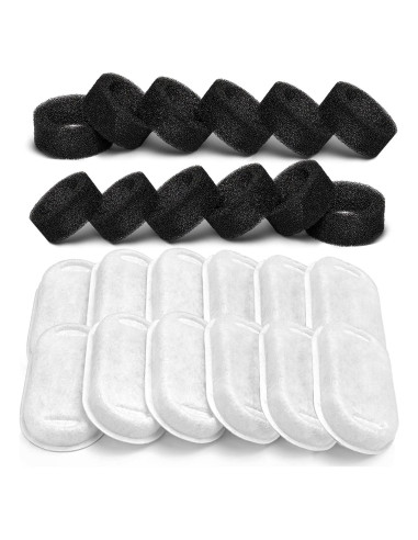 Filtros de agua para gatos SOOFPET, 24 piezas (12 carbón + 12 esponja)
