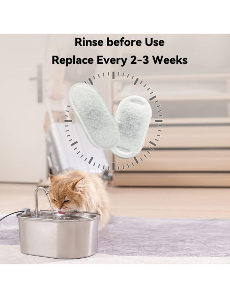 Filtros de agua para gatos SOOFPET, 24 piezas (12 carbón + 12 esponja)