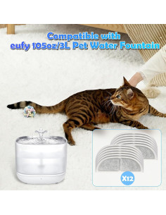 Paquete de 12 filtros de agua Fenkabs para fuente eufy 3L 2