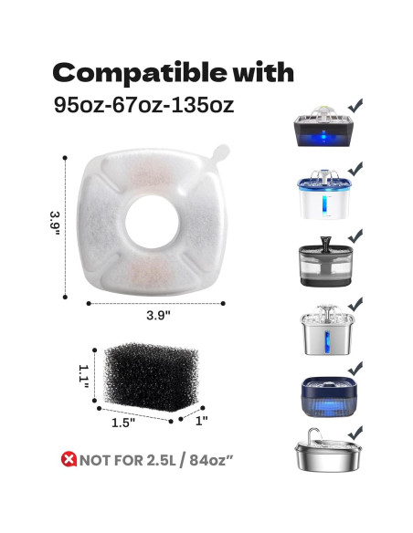 18 Filtros de Agua para Gatos Zeewoo 2.8L Triple Filtración