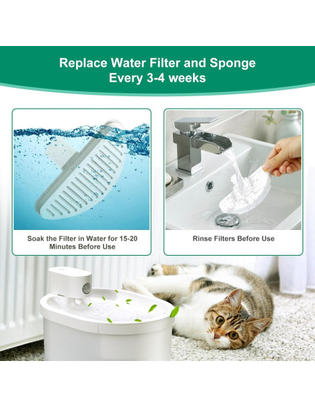 Paquete de 6 Filtros y 12 Esponjas para Fuente de Agua ASFUN