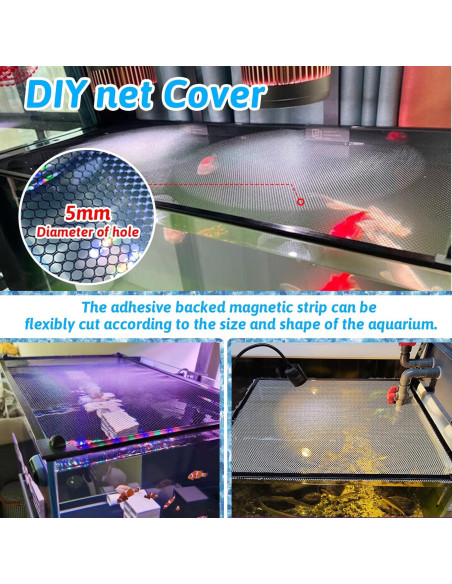 Cubierta de red anti-salto magnética FUYITE 2.29m para acuario