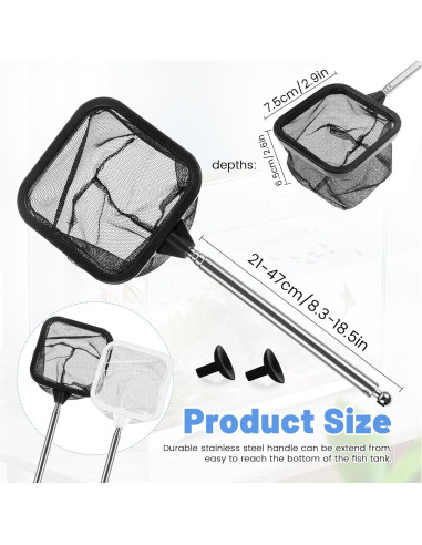 Red de Acuario Donmnemb 3" con Mango Inoxidable 20-48cm