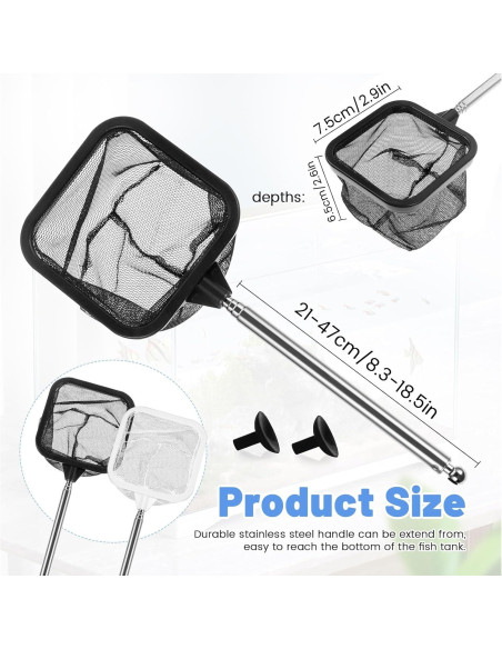 Red de Acuario Donmnemb 3" con Mango Inoxidable 20-48cm