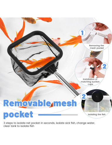 Red de Acuario Donmnemb 3" con Mango Inoxidable 20-48cm