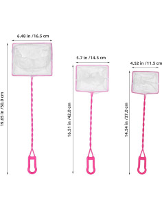 Juego de 3 Redes de Acuario Kisangel - Malla Fina Rosa 2