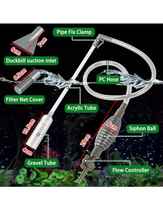 Limpiador de Acuario Sifón Aspirador Ponpon 1.07m Multifuncional 2
