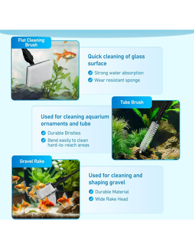 Kit de Limpieza de Acuario 6 en 1 Mogoko con Mango Telescópico