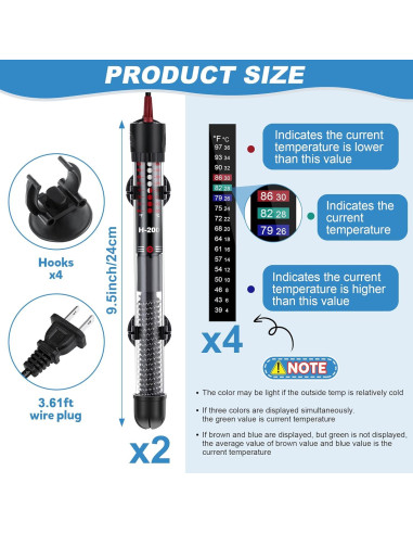 Calentador de Acuario Dreyoo 100W Ajustable para Peceras