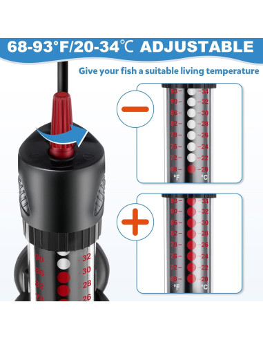 Calentador de Acuario Dreyoo 100W Ajustable para Peceras