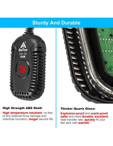 Calentador de Acuario Pequeño DaToo 50W Sumergible LED