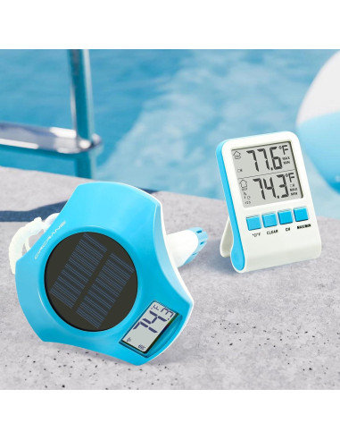 Termómetro de piscina solar inalámbrico Circrane, digital IPX8