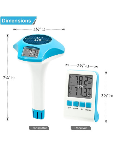 Termómetro de piscina solar inalámbrico Circrane, digital IPX8