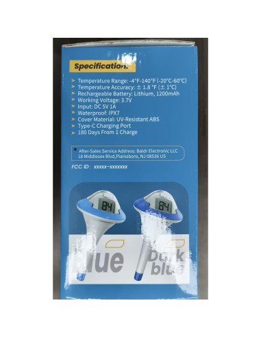 Termómetro de piscina BALDR recargable fácil lectura 29C