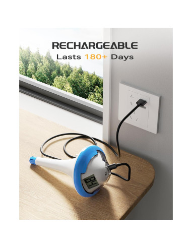 Termómetro de piscina BALDR recargable fácil lectura 29C