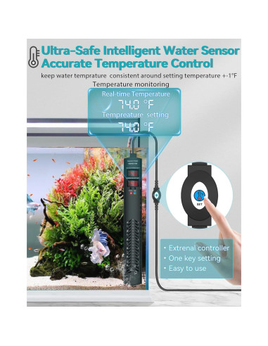 Calentador de Acuario AHJ 500W para 284-454 Litros con Control Preciso