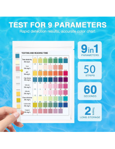 Kit de Prueba de Agua 9-en-1 Kedixiest - 50 Tiras + Termómetros 2