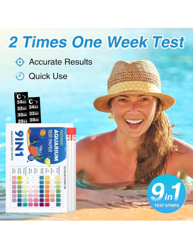 Kit de Prueba de Agua 9-en-1 Kedixiest - 50 Tiras + Termómetros