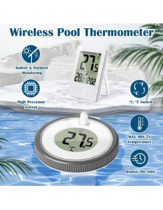 Termómetro de Piscina Digital Flotante Inalámbrico IPX8 2