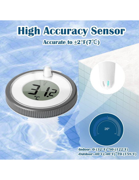 Termómetro de Piscina Digital Flotante Inalámbrico IPX8