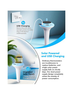Termómetro Solar Flotante Digital NoWoW IPX8 para Piscina 2