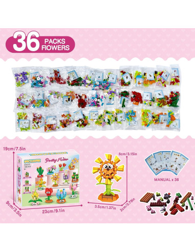 36 Paquetes de Regalos de Construcción de Flores IMCUAMK