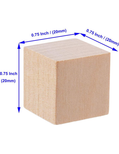 600 Cubos de Madera Natural KOHAND 1.9 cm para Manualidades