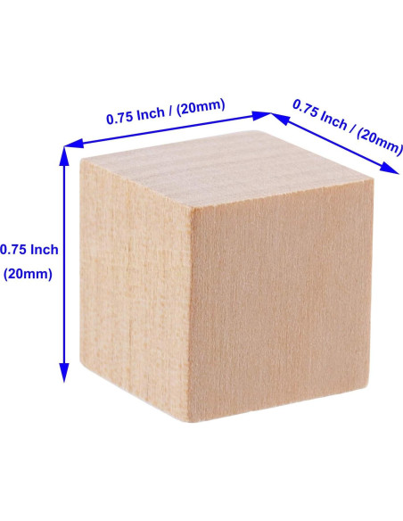 600 Cubos de Madera Natural KOHAND 1.9 cm para Manualidades