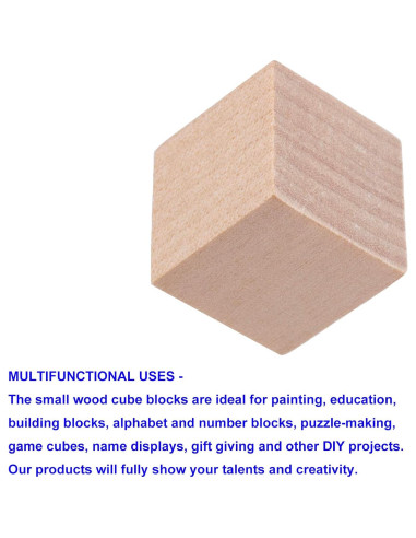 600 Cubos de Madera Natural KOHAND 1.9 cm para Manualidades
