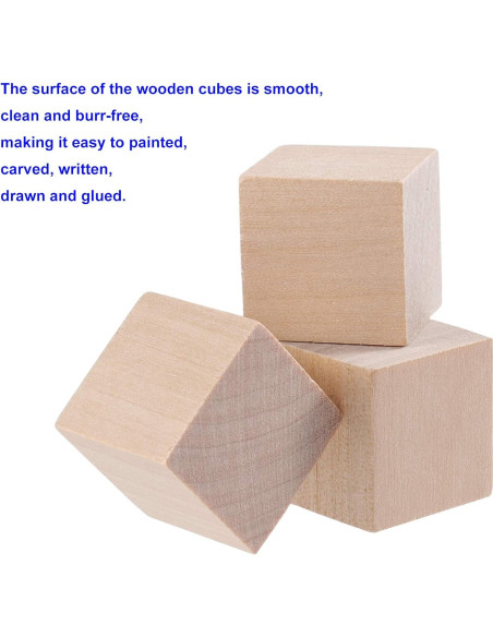 600 Cubos de Madera Natural KOHAND 1.9 cm para Manualidades