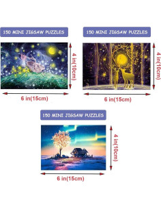 Paquete de 3 Mini Rompecabezas 150 Piezas Wifreo 15x10 cm 2