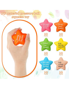 60 Pelotas de Estrés Motivacionales Aoriher - Estrella Colorida 2