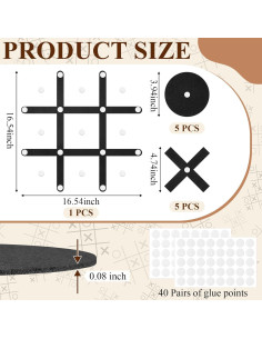 Juego de Tres en Raya VercanMonth Pared Fieltro Negro 42x42cm 2