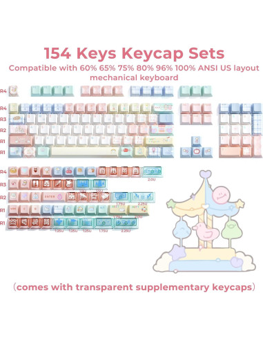 Juego de Teclas PBT Circus Club 75% 157 Teclas Cherry