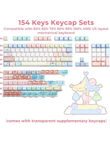 Juego de Teclas PBT Circus Club 75% 157 Teclas Cherry