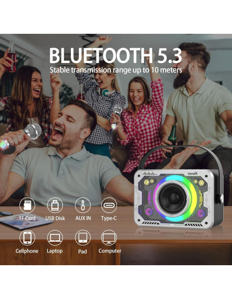 Máquina de Karaoke Vanwit Q9 con 2 Micrófonos Inalámbricos