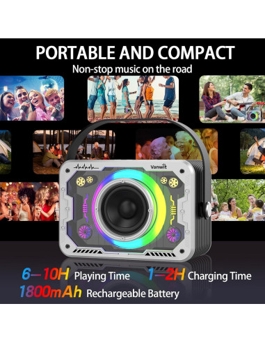 Máquina de Karaoke Vanwit Q9 con 2 Micrófonos Inalámbricos