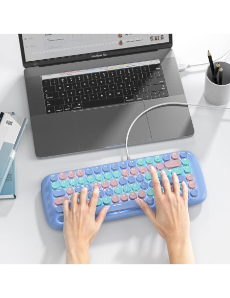 Teclado Mecánico Estilo Máquina de Escribir iRoboosta 84 Teclas Azul Teclado Mecánico Estilo Máquina de Escribir iRoboosta 84 Teclas Azul