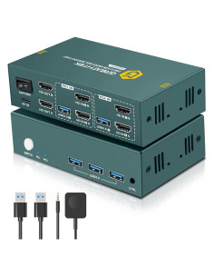Interruptor KVM HDMI 2 Monitores 2 Computadoras 4K 60Hz EVATEK