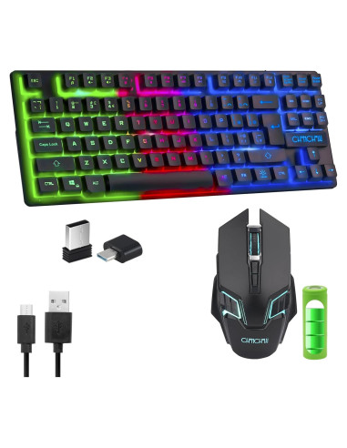 Combo Teclado y Ratón Inalámbrico CHONCHOW TKL 87 Teclas LED